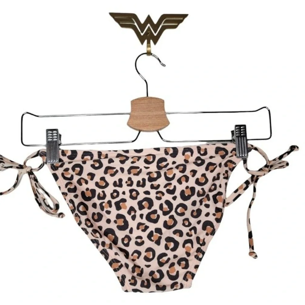 XHILARATION String Bikini Bottom Women's S Cheeky Hipster Pink Leopard Side Ties